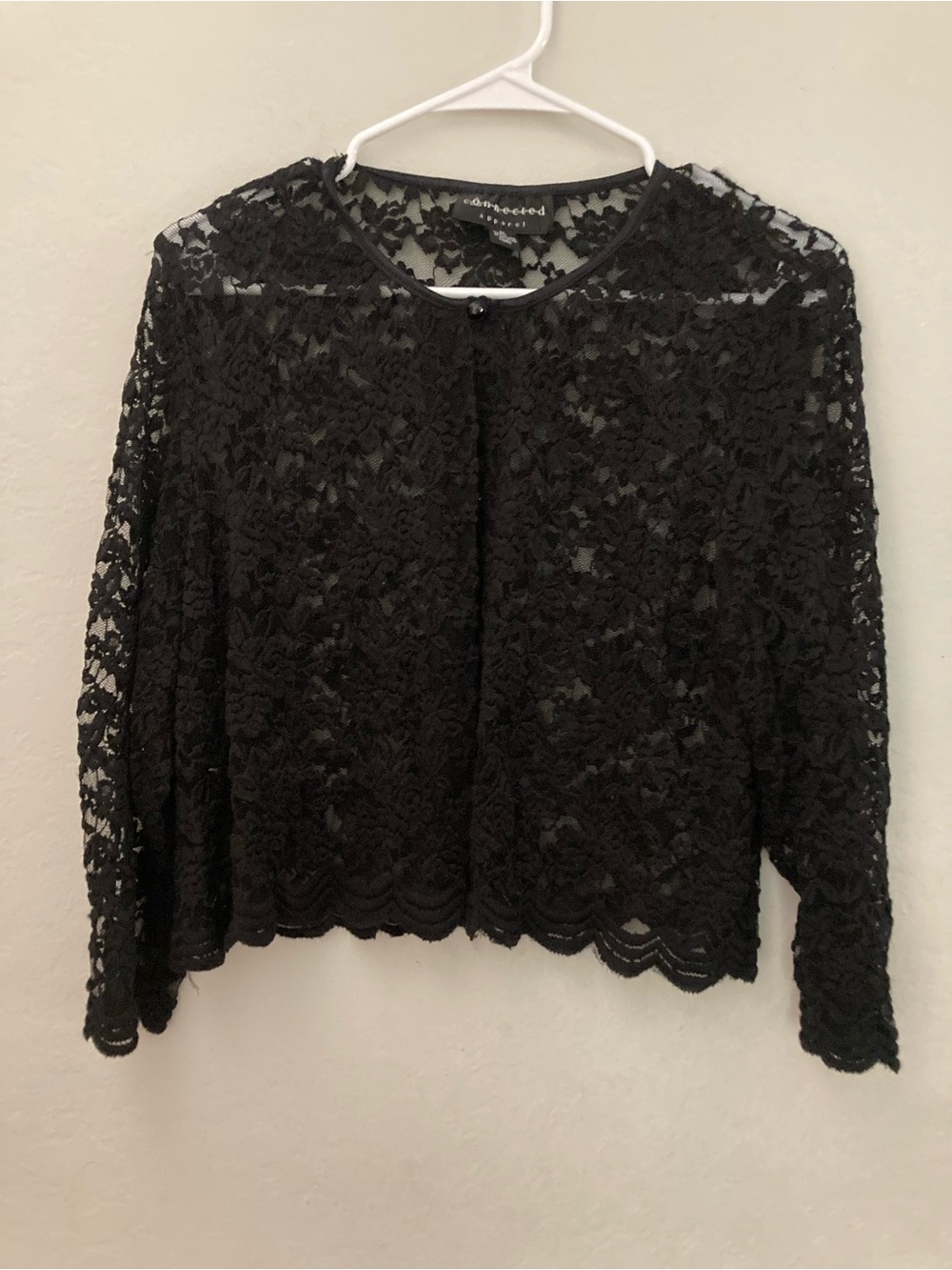 connected apparel Black Floral Lace Cardigan